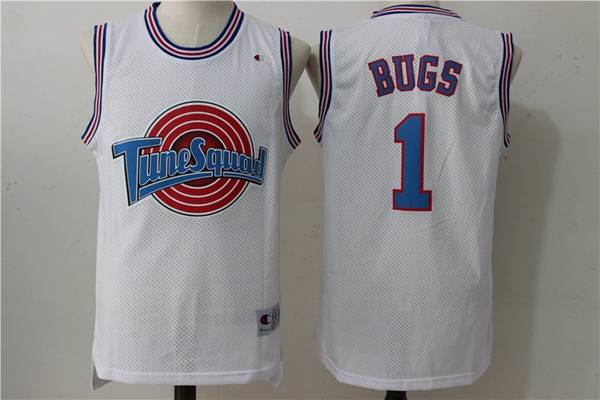 Movie Space Jam BUGS #1 White Basketball Jersey (Stitched)